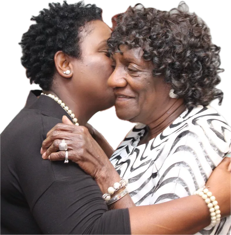 Lori Swanigan embracing her mother — a moment of love, legacy, and lineage.